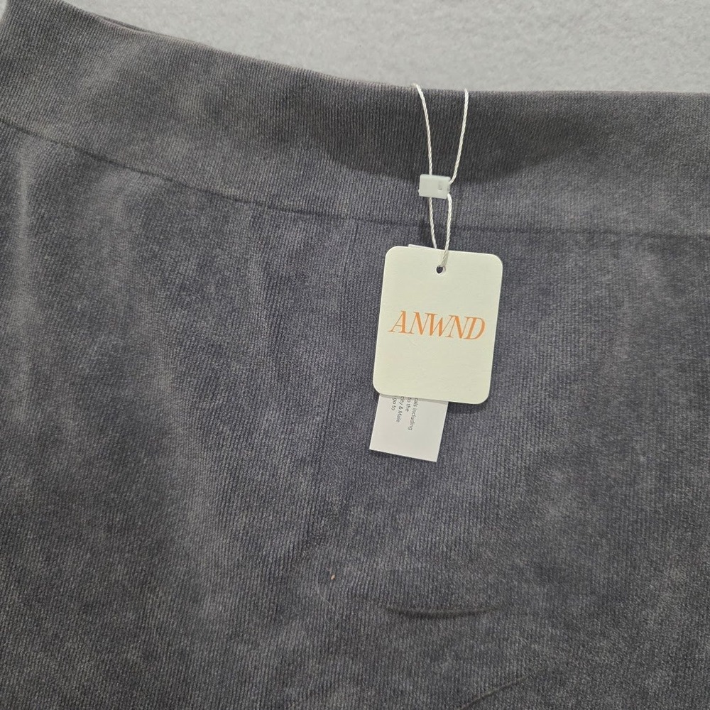 ANWND Mineral Wash Leggings Charcoal Grey High Waisted Ribbed Seamless M/L 5218I - Picture 2 of 5